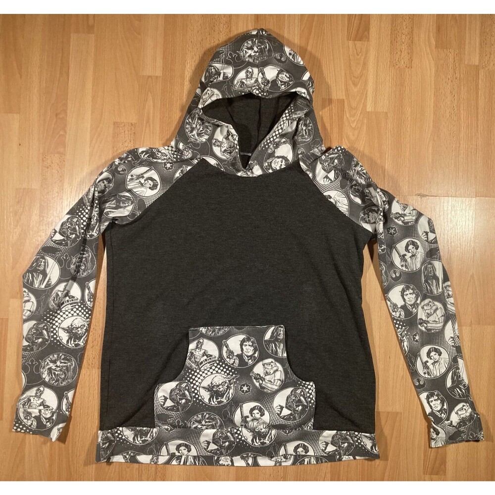 Star Wars Character Raglan Pullover Hoodie, Adult  (L or XL) • Han, Luke, Leia